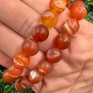 10mm Geode Druzy Carnelian Beaded Bracelet